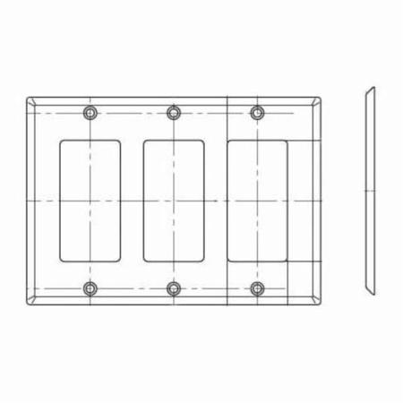 LEVITON 3-Gang /GFCI Device Wallplate, Std Size 302 Stainless Steel 84411-40